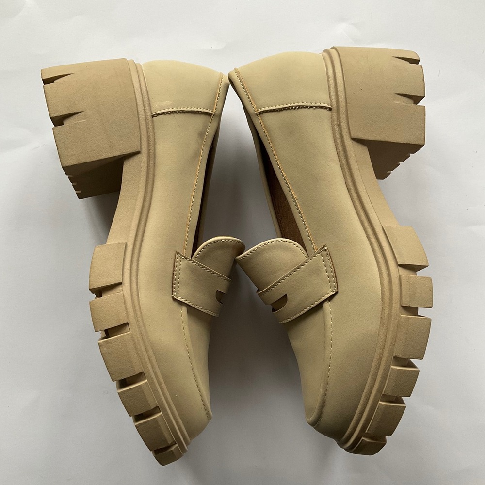 NWOT‎ Sincerely Jules Shoes Beige Chunky Platform Penny Loafers Block Heel 7.5 - Picture 4 of 14